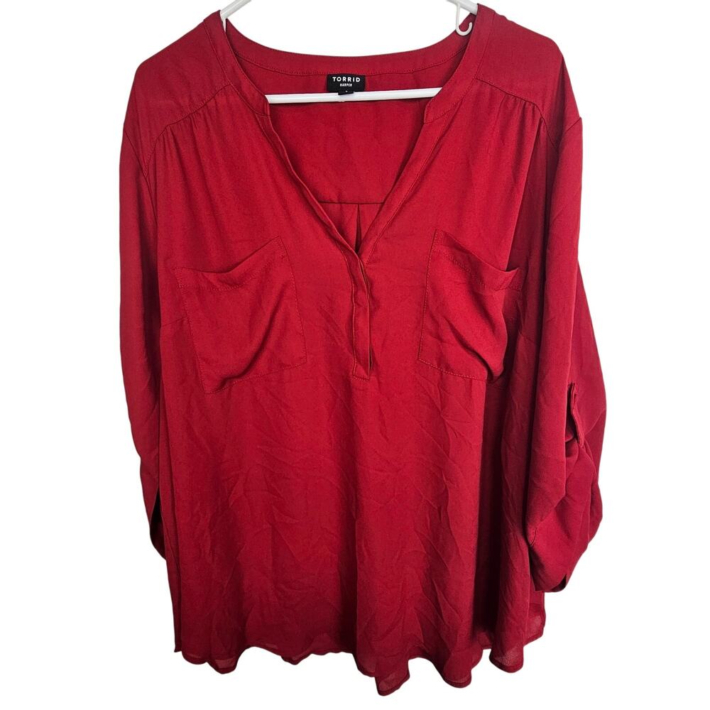 Torrid Harper Blouse Size 3X Red Holiday Christmas Xmas Valentines Date Night